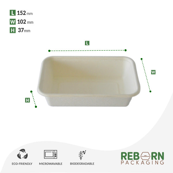 360ml Square Lunch Tray, Compostable, Small size