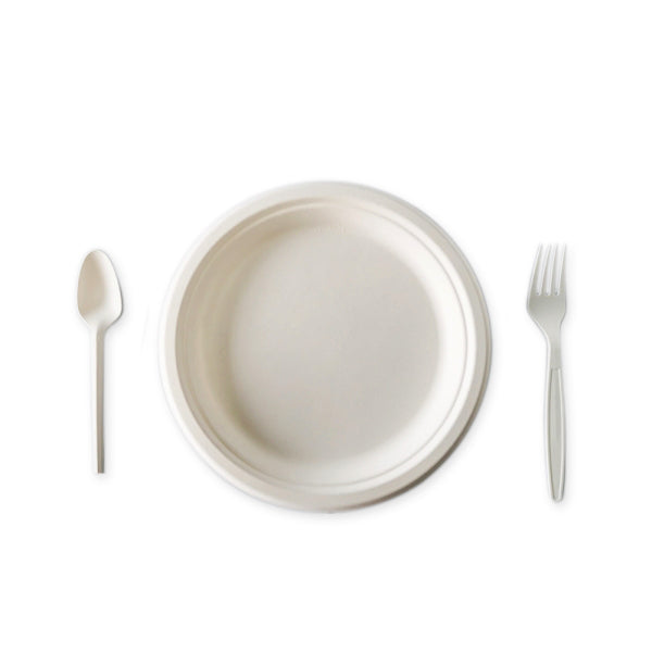 9in Round Plate, Bagasse, Medium size