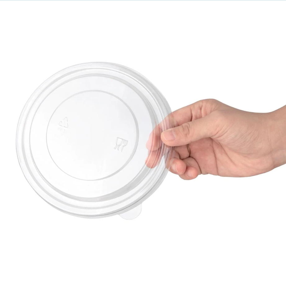 Recyclable PET flat lid, for 750ml and 1000ml round bowl